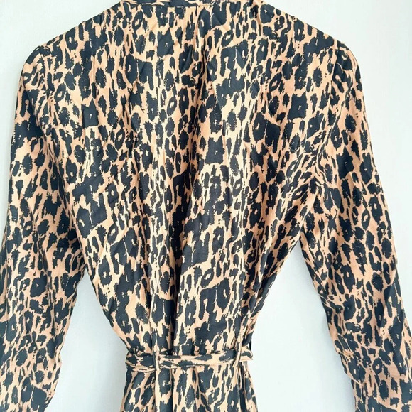 Ganni Animal Print Long Sleeve Wrap mini dress S/M - Picture 5 of 7